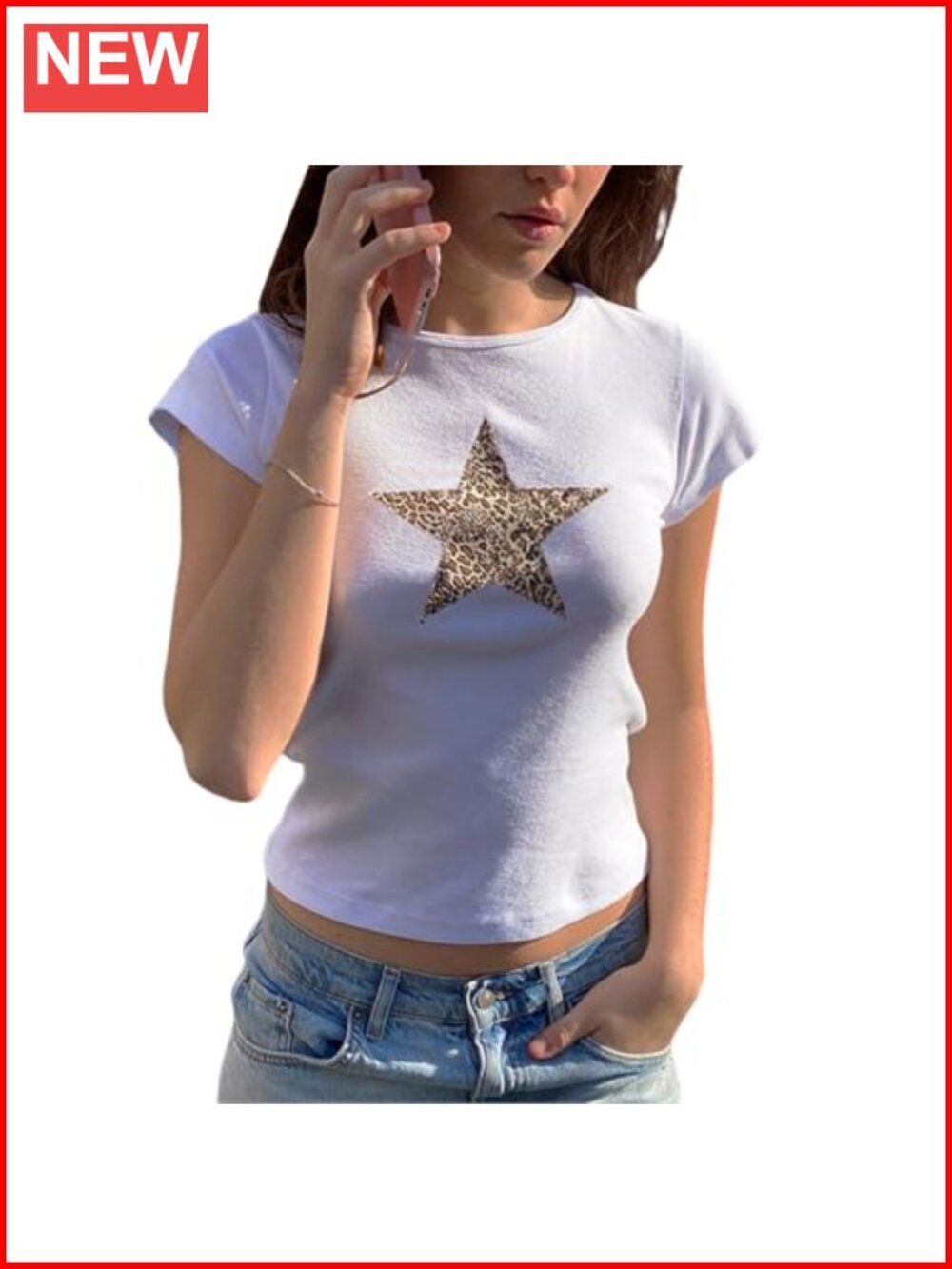 Cotton Blend Graphic Crop Top Short Sleeve Y2K Cute Summer Tee
